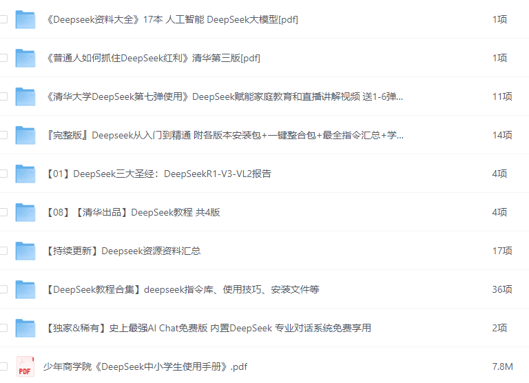 DeepSeek大汇总，目前全网最全的DeepSeek（85G）